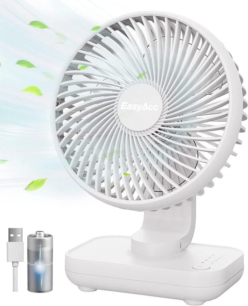 Draagbare Mini USB Ventilator met Oplaadbare Batterij en 4 Snelheden