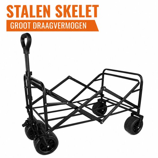 Norvia Opvouwbare Bolderkar - Handkar Met Verwijderbaar Tafelblad/Dak - 150 kg Draagvermogen - Extra Stevige Wielen - All Terrain van Norvia — afbeelding 3