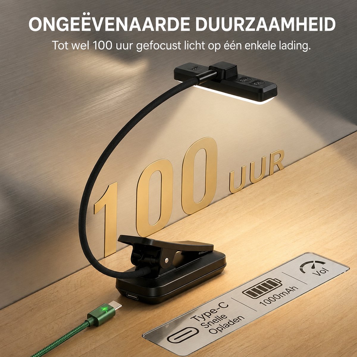 Sounix LED Leeslampje voor Boek met Klem - 315° draaibaar Leeslamp - 24 LED - Boeklampje met 3 Lichtstanden - Oplaadbare boeklamp USB - Dimbaar - Zwart — cadeau in Gadgets - foto 3