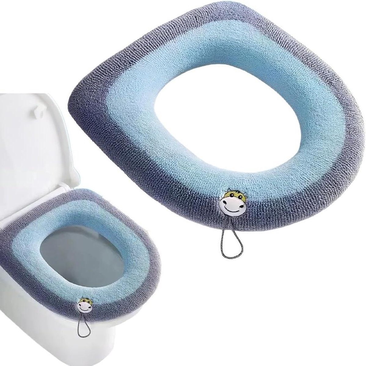 Toiletbrilhoes - Zachte zitting - Comfort thuis - Met handvat - Universeel - Blauw