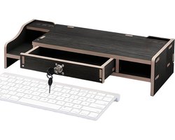 Houten Etagère - Bureau Organizer - Werkplek Optimalisatie - Snelle Montage - 48.8 x 20 x 10.5 cm - Zwart