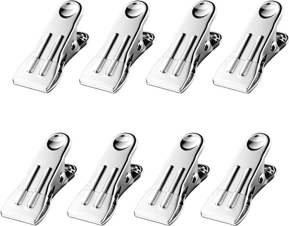 Metalen Wasknijpers - Kleding Clips - Kleding Ophangen - Rubberen Bekleding - 8 Stuks - Wit