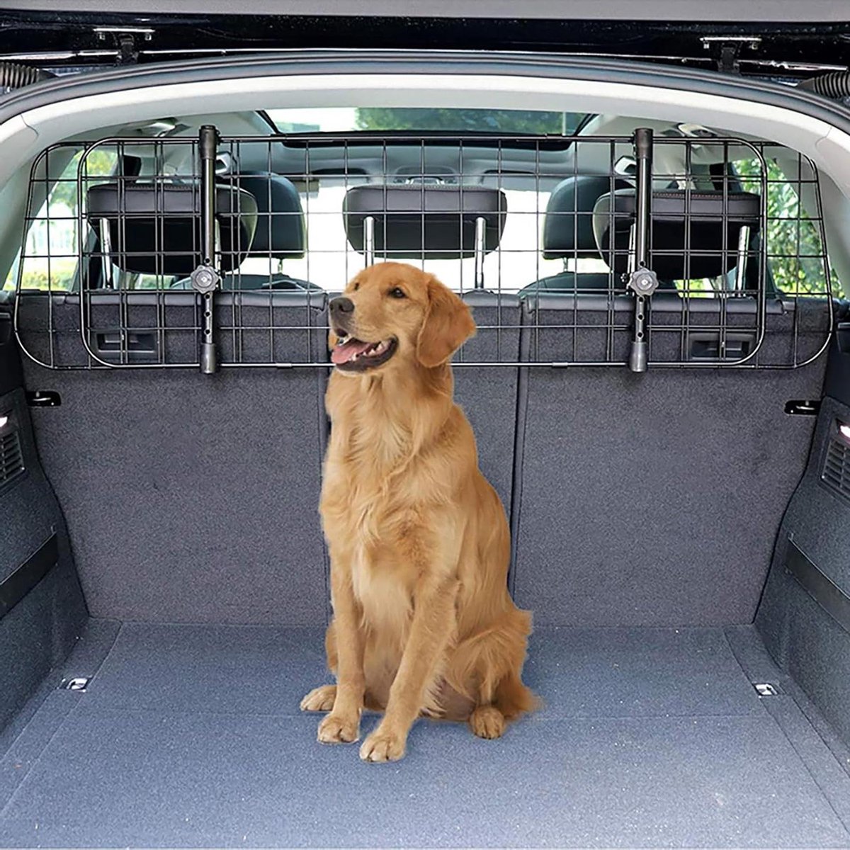 Hondenrek Auto - Hondenbarrière Kofferbak - Veilig Reizen - Verstelbaar Staaldraad - Hoogte 30/40.6cm - Zwart