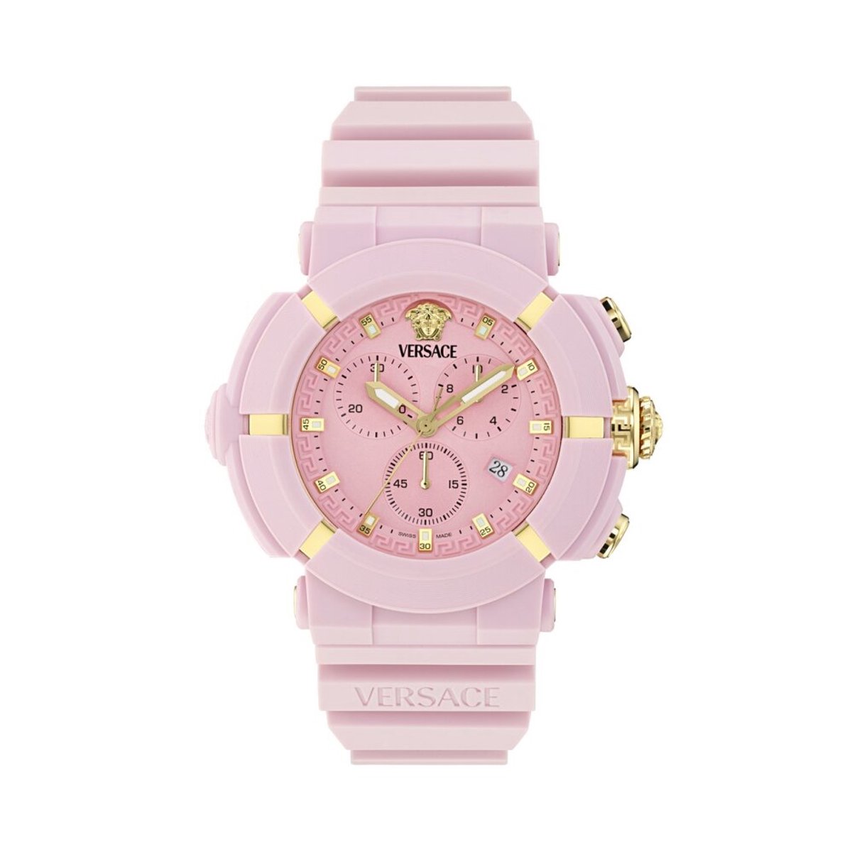 Versace Real Active Chr VE0L00425 Horloge - Kunststof - Roze - Ø 45 mm