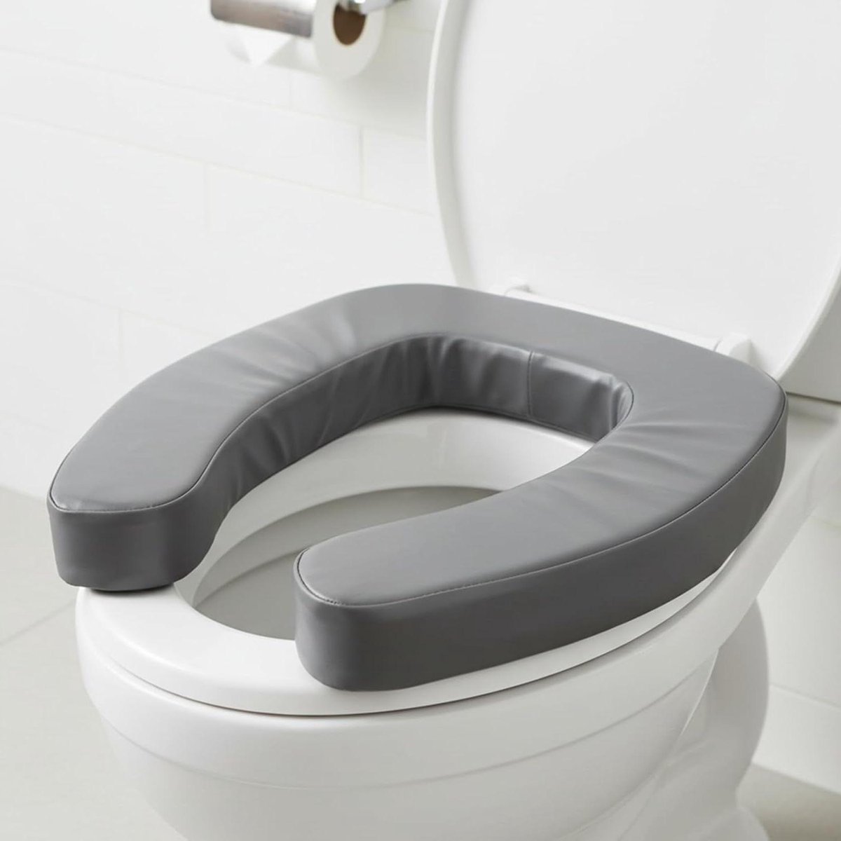 Toiletverhoger - Hefzitting - Ondersteuning bij zitten - Ergonomisch gevormd - 40 x 38 cm - Grijs