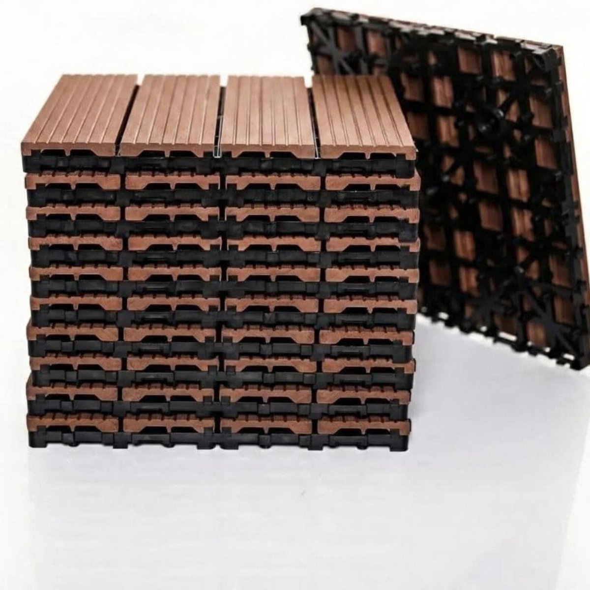 Kunststof Tegels - Tuintegels Balkontegels - Vloeren Vernieuwen - Antislip Drainage - 10 stuks 30cm - Bruin Hout