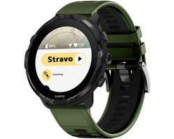 Stravo Tweekleurig Siliconen Sport Bandje 24mm voor Garmin Venu X1, COROS NOMAD / APEX 4 46mm & TicWatch Pro 5 / Pro 5 Enduro – Quick Release Horlogebandje – Groen / Zwart