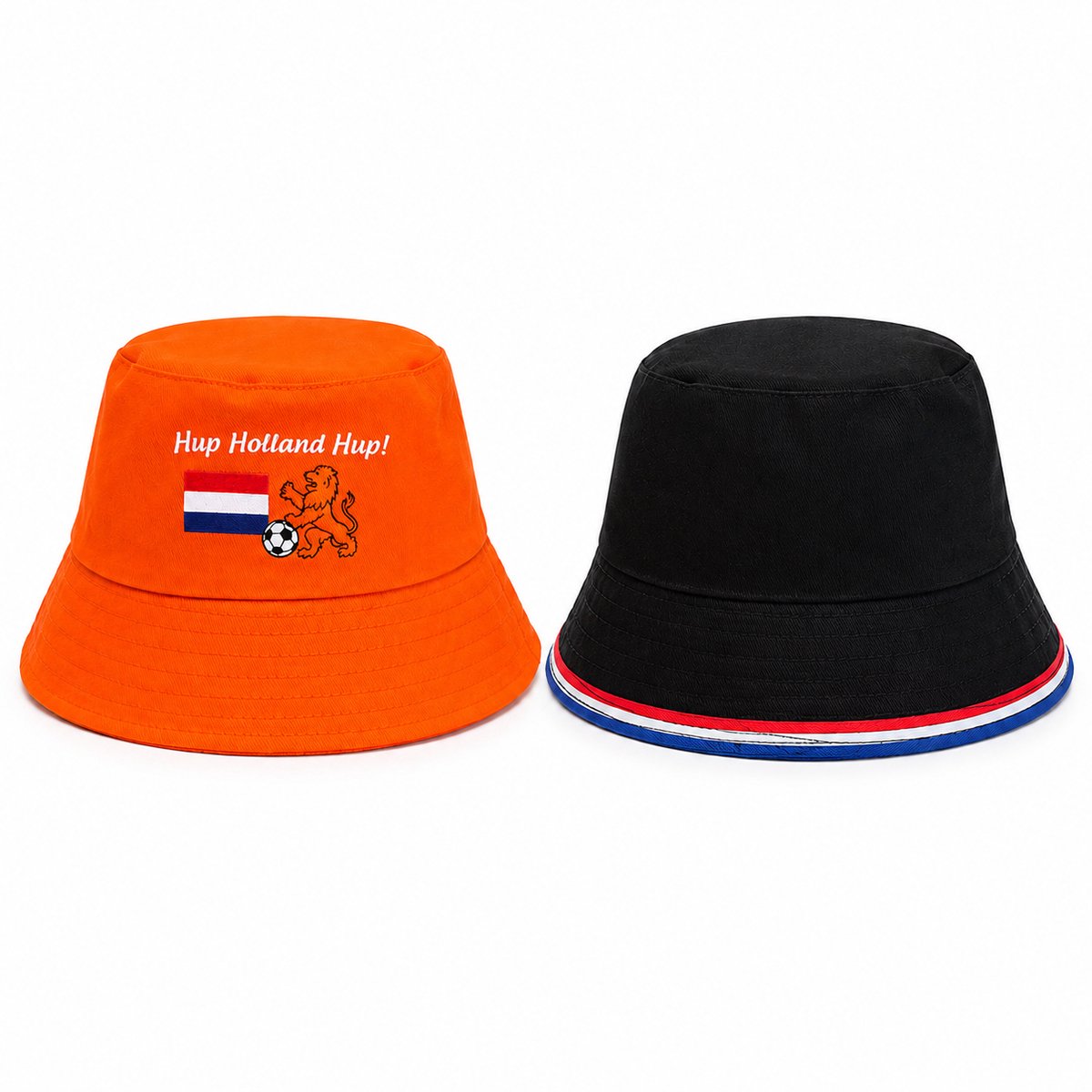 2x Bucket Hat Nederland – Oranje & Zwart – Hup Holland Hup – WK 2026 / Festival Hoedjes