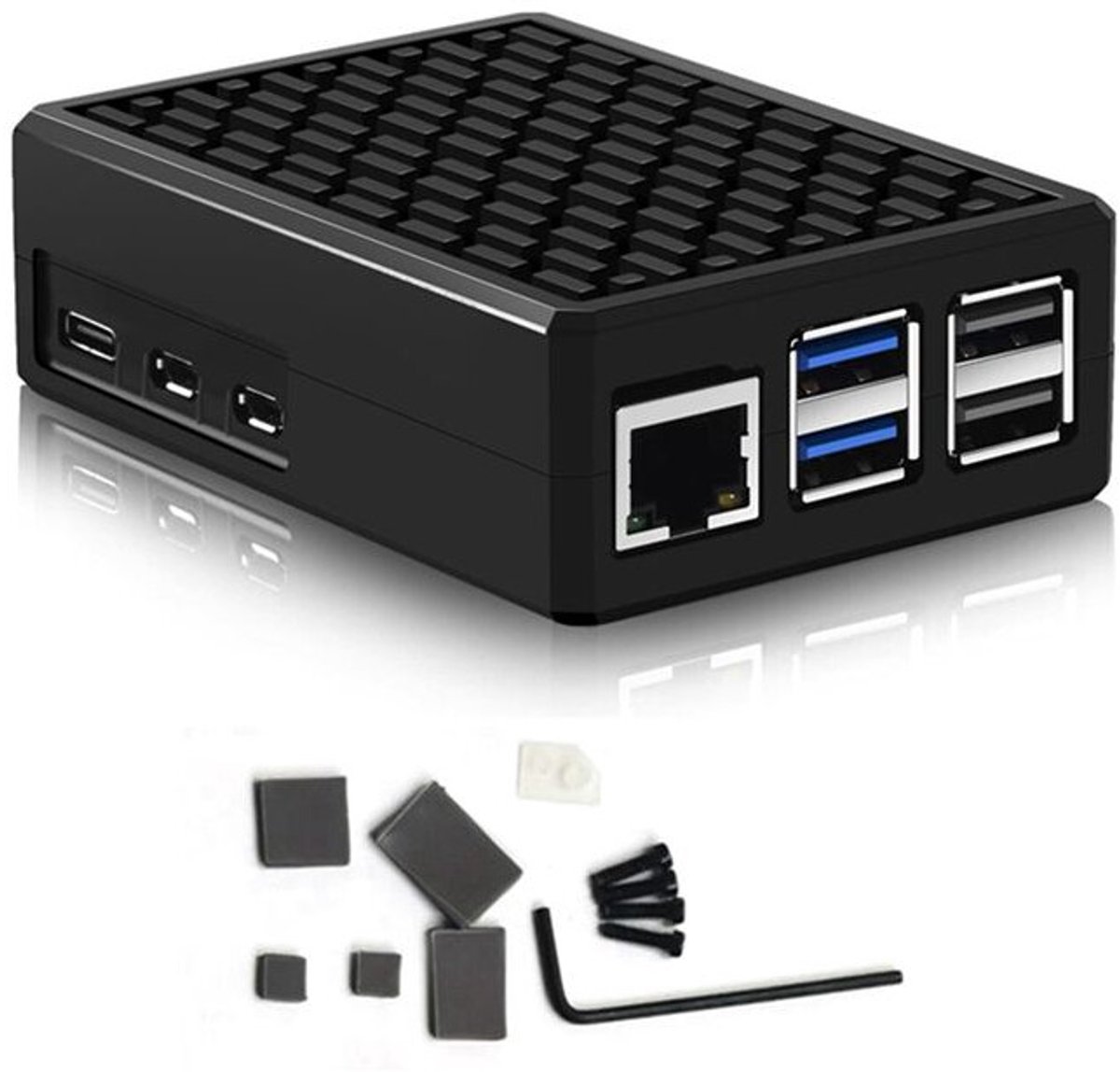 De Raspberry Pi 5 heeft een aluminium behuizing, een geïntegreerde koelplaat en een dynamisch warmteafvoerend oppervlak.