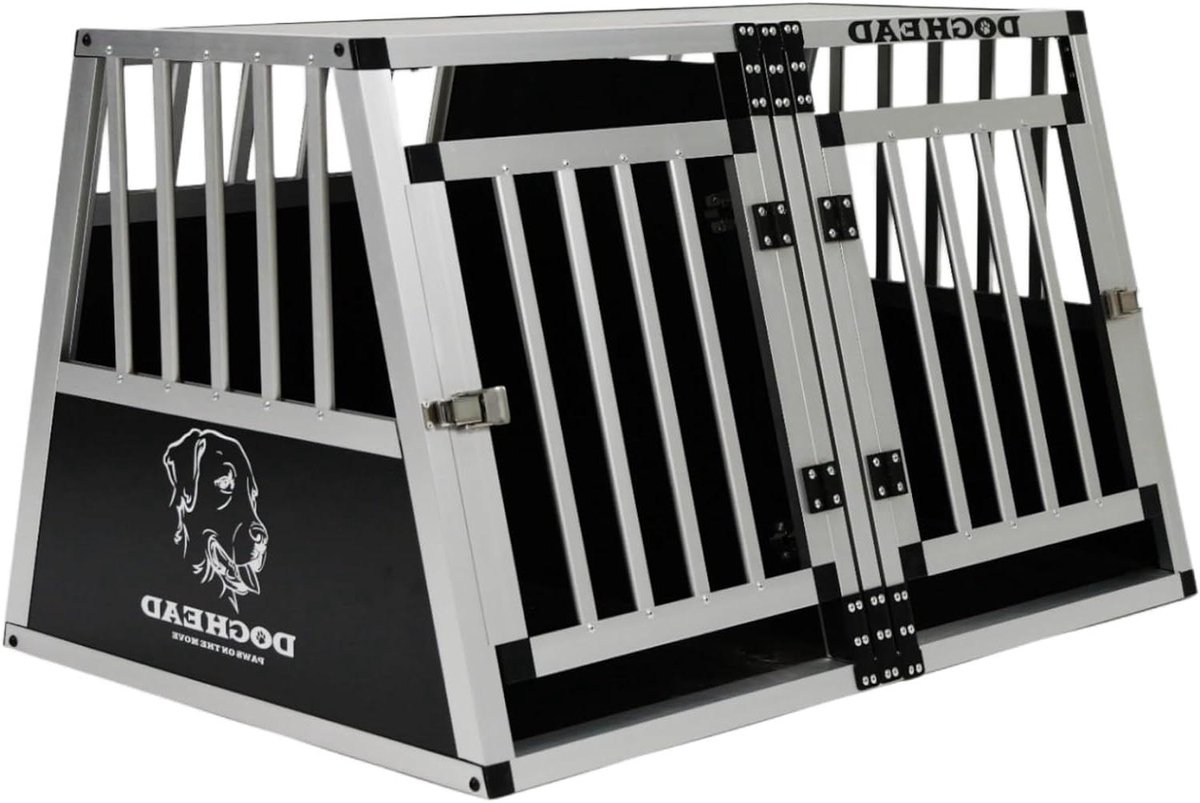 Hondentransportbox - Reiskooi - Veilig Vervoer - Dubbele Afschuining - 90 x 65 x 55 cm - Zwart