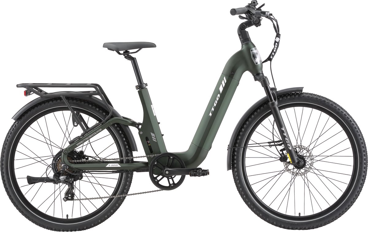 TTGO E-SUVO E-bike - 25 km/u - 27.5inch - 100km actieradius - 250W motor - 48V15Ah accu - 70NM - groen thumbnail 2