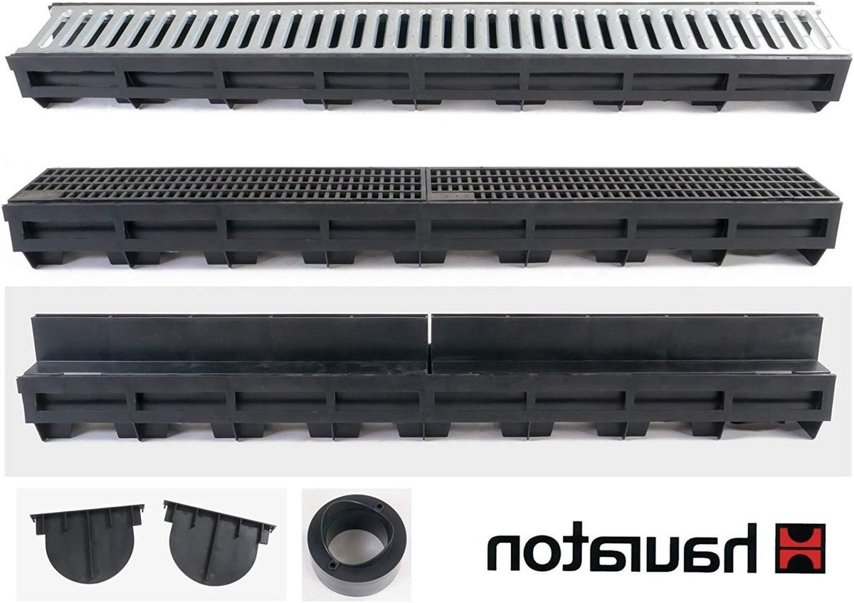 Afvoergoot Plastic - Regenwater Afvoer - Waterbeheer Tuin - Eenvoudige Installatie - 1000 mm Lengte - Grijs