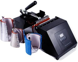 Hittepers Mokken - Sublimatie Printer - Mokken Personaliseren - 4-in-1 Machine - 6-17OZ Mokken - Zwart