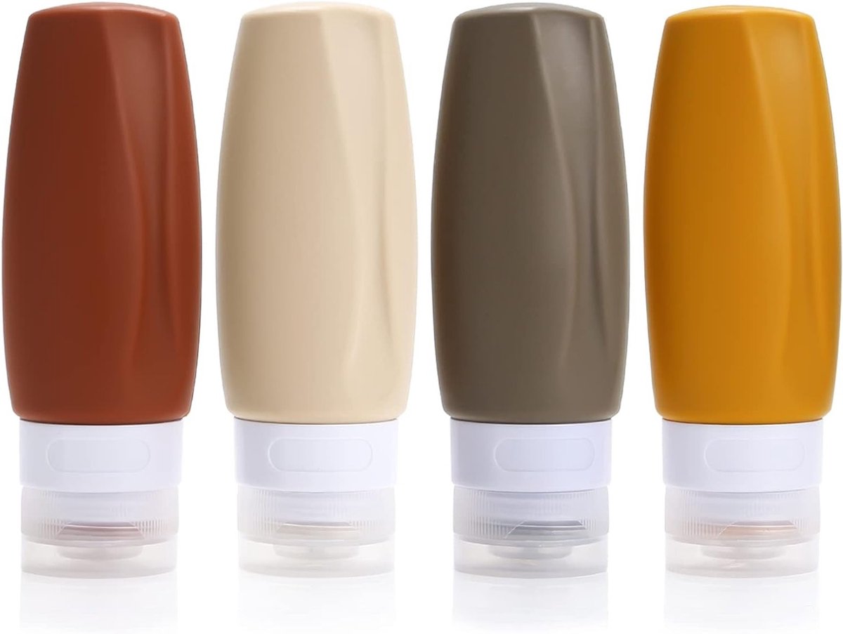 Set van 4 Herbruikbare Silicone Reisflesjes van 90ml - BPA-vrij, Perfect voor Toiletten, Lotion en Shampoo