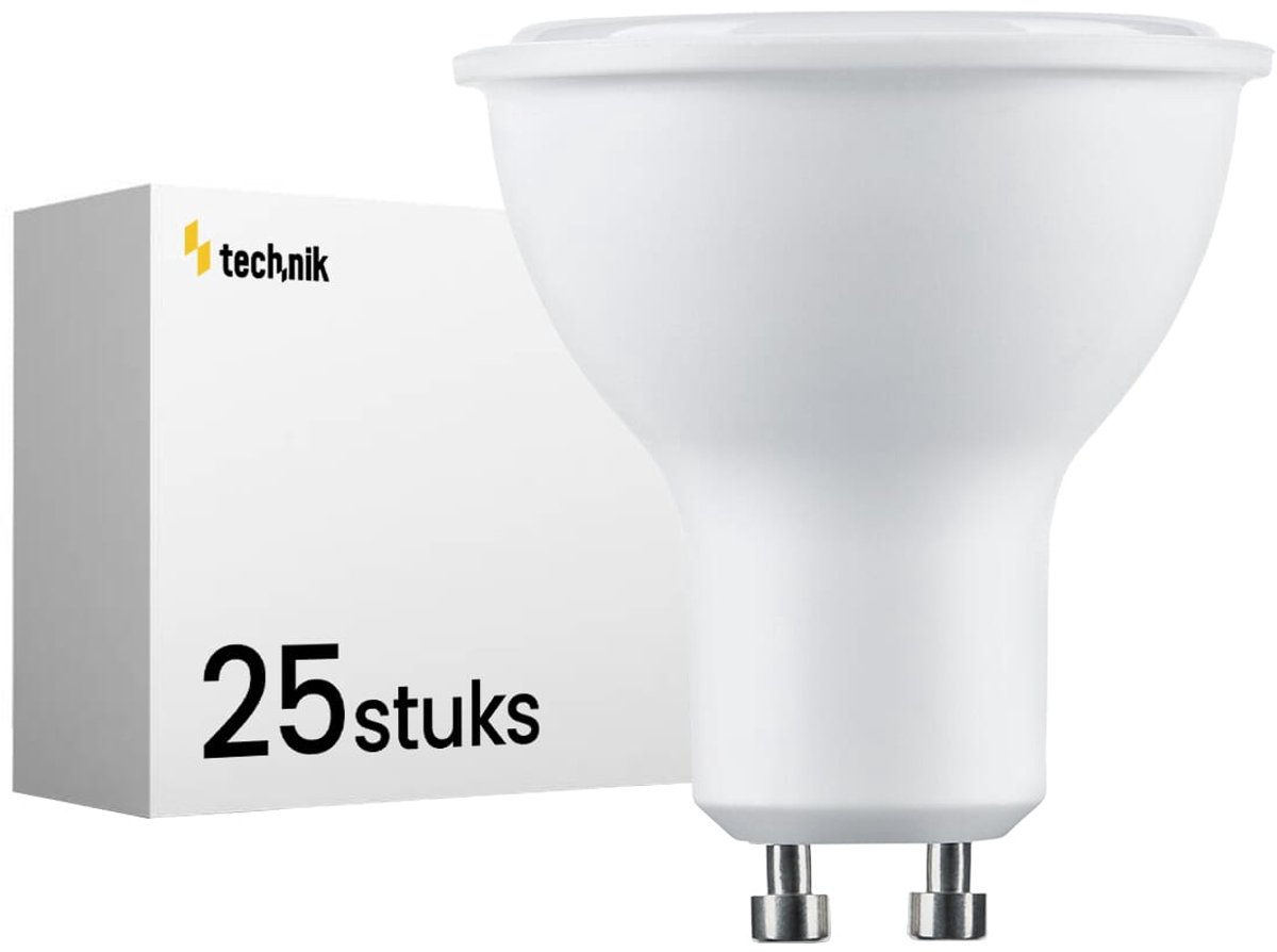 Technik GU10 LED Lamp 7W - 630lm - 2700K - Warm Wit - LED Spot - Vervangt 45W Halogeen Gloeilamp - 25 stuks