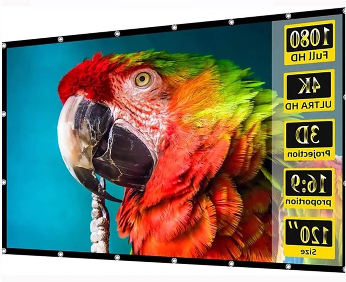Projectiescherm - Draagbaar scherm - Buiten films kijken - Rimpelvrij wit doek - 250 inch - Wit
