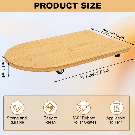Keukenmachine Glijplank - Apparaat Rolplank - Moeiteloos Verplaatsen - Beschermt Weegschaal - 41x30cm - Houtkleur — afbeelding 4
