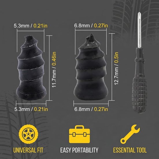 Reparatieset - Banden reparatie - Noodreparatie onderweg - Luchtdichte afdichting - 50 delen - Zwart — afbeelding 5