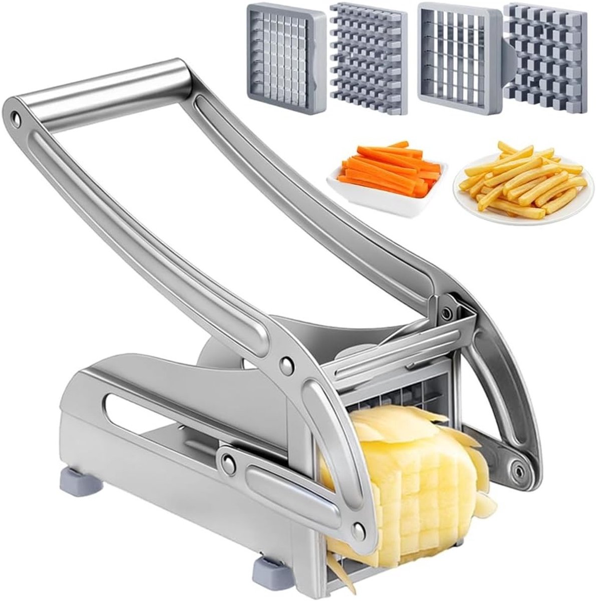 Multifunctionele Aardappel- en Groentecutter met 2 Snij-inzetten, Geschikt voor Frietjes en Kaas, Vaatwasserbestendig, Ideaal voor in de Keuken