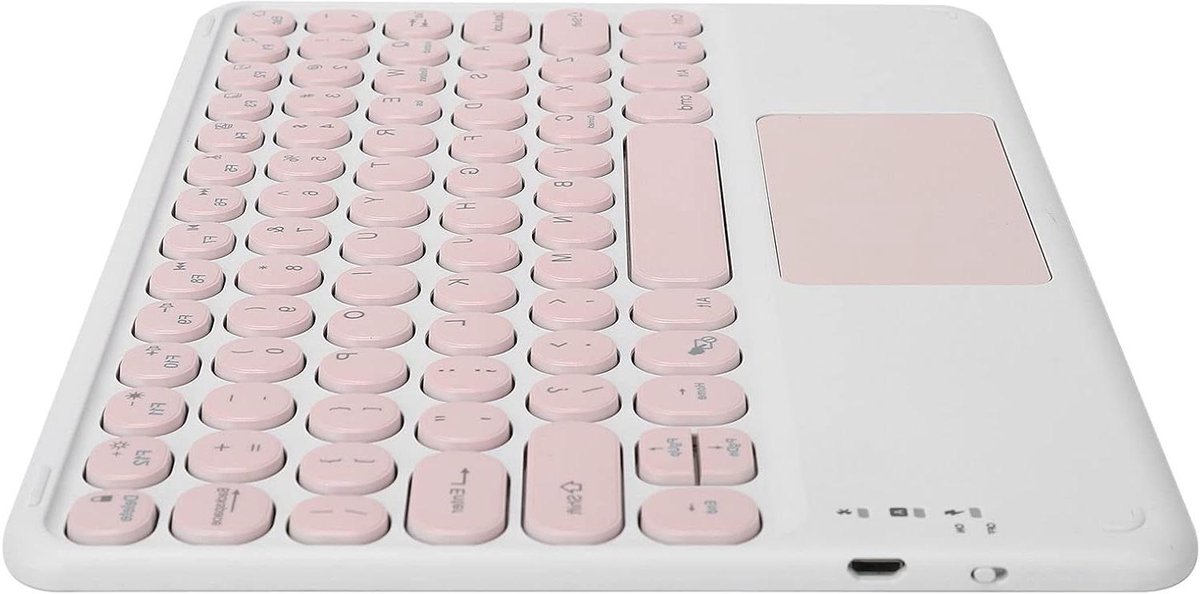 Rond Toetsenbord - Draadloos Keyboard - Mobiel Werken - Met Touchpad - 78 Toetsen - Roze
