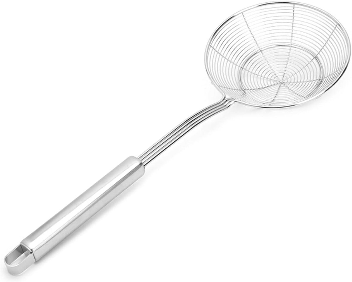 Keuken Zeef - Frituur Zeef - Voedsel Scheiden - Lange Handgreep - 39.5 cm - Zilver