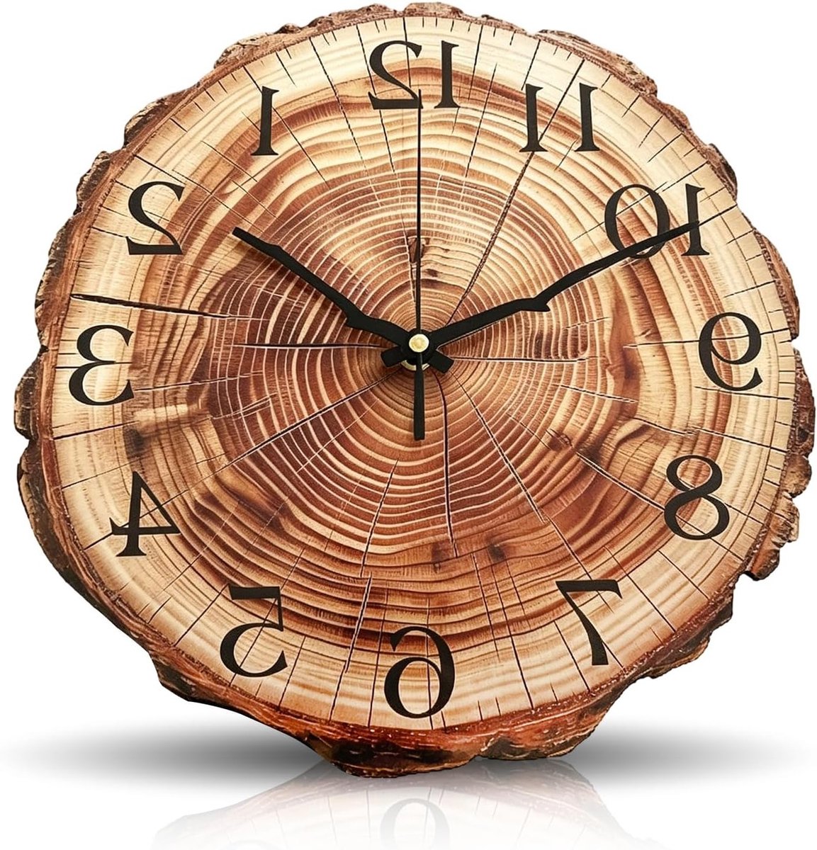 Wandklok 30 cm - Hout boomstamvorm - Stil zonder tikkende geluiden - Vintage voor woonkamer - ShopVlot