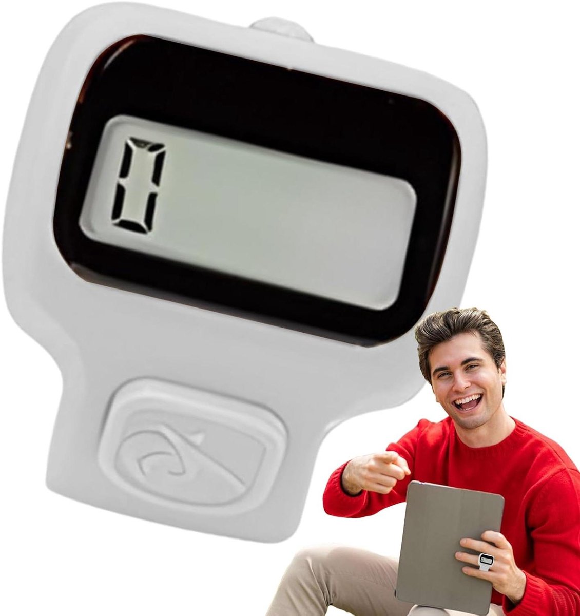 Elektronische Vingerteller - Handheld Clicker - Nauwkeurig Tellen - LED Indicatie - 3.5 x 2.5 cm - Wit