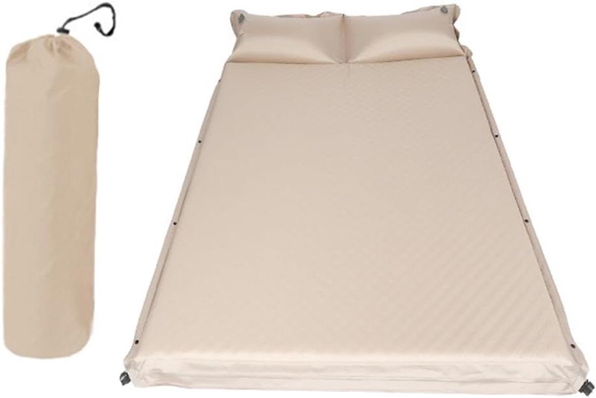 Luchtmatras Zelfopblaasbaar - Kampeer Matras - Comfortabel Slapen - Geïntegreerd Luchtkussen - 192 x 132 cm - Kaki