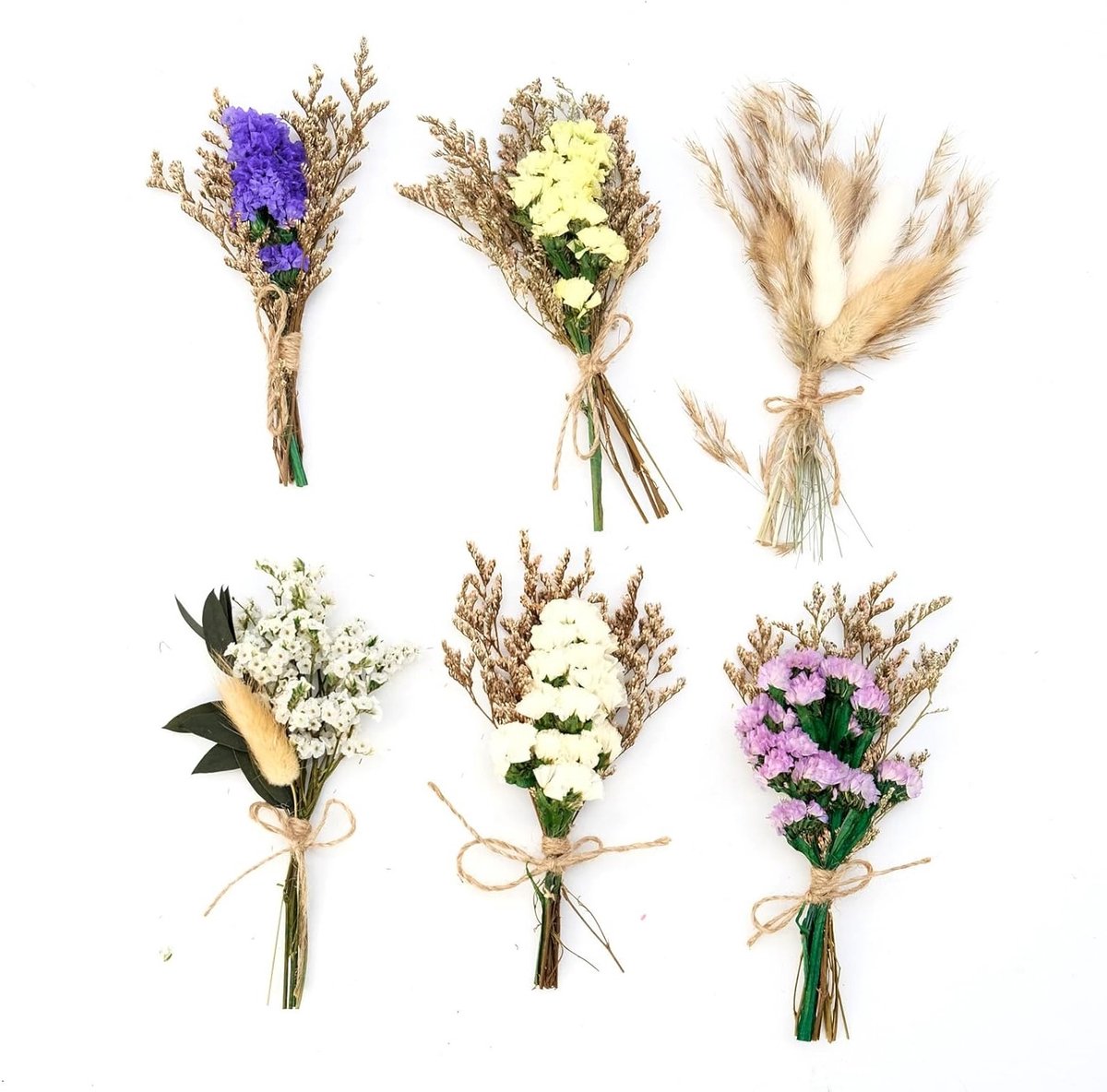 Mini Gedroogde Bloemen - 6 Bundels voor DIY Projecten, Fotolijsten, Kunst en Hu decoration, Bruiloft Decoratie en Creatieve Ambachten