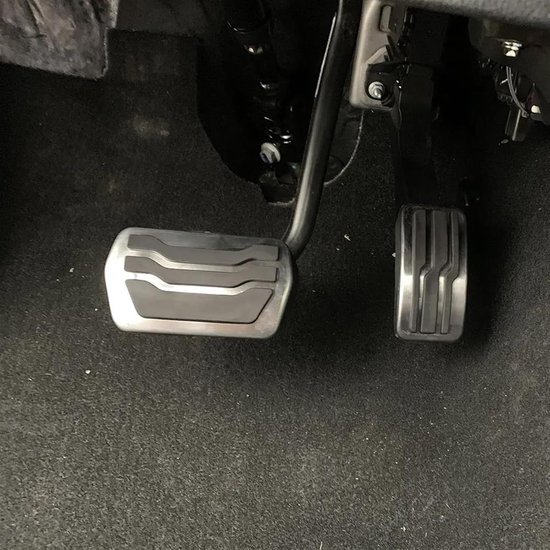 Pedaalhoezen Auto - Rvs Covers - Verbeterde Grip - Antislip Rubber - Set van 3 - Zilver Zwart — afbeelding 2