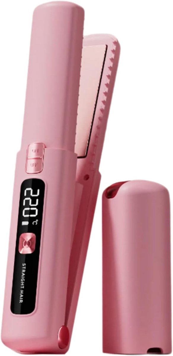 Draadloze 2-in-1 Haarstyler – Ionisch Anti-krimp – LCD Temperatuurregeling – Oplaadbaar Lichtgewicht Stijltang – Handig voor op reis