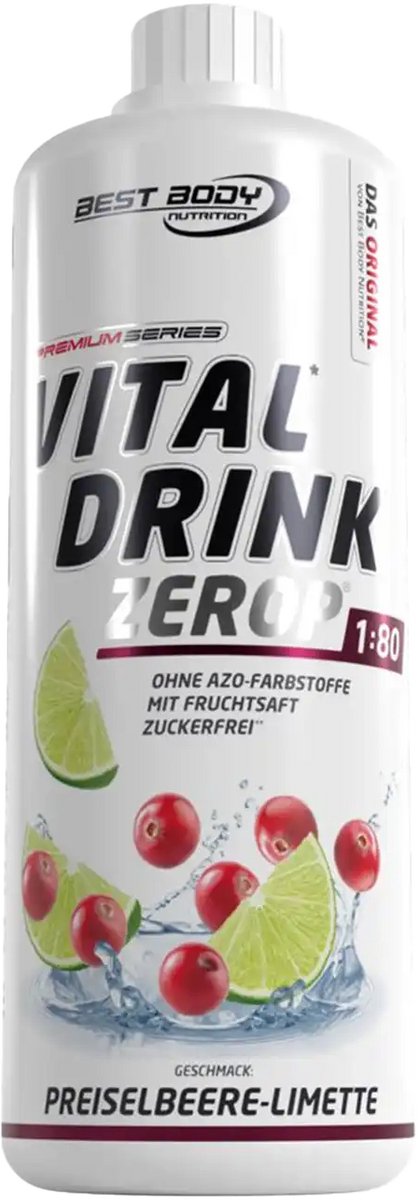 Best Body Nutrition Vital Drink Zerop (1000ml) Lingonberry Lime - Intra- & Post-Workout - Intra-Workout