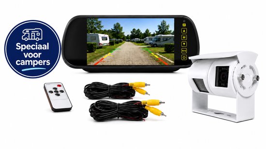 BergGPS® Dubbele Achteruitrijcamera met 7 Inch Kleurendisplay - 20 meter kabel - voor Camper - Caravan - Boot - Truck / Vrachtwagen