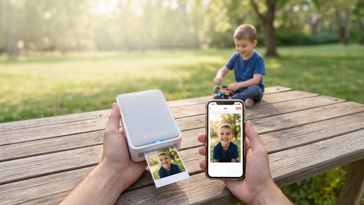 Mobiele Fotoprinter - Mini Printer voor Telefoon - Incl. Fotopapier - Draadloos & Bluetooth - Portable Photo Printer Phone - Pocket Thermal Printer - Kleur - Draagbaar Printer voor Smartphone - Foto Afdrukken - Draadloze Foto Afdrukker - Silvergear — afbeelding 2
