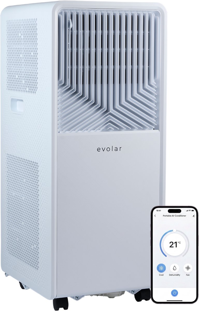 Evolar Mobiele Airco - 14000 BTU - Koelen & Verwarmen - WiFi - App & Afstandsbediening - Airconditioner - met Afvoerslang - Slaapkamer, Woonkamer, Kantoor - EVO-014CHW