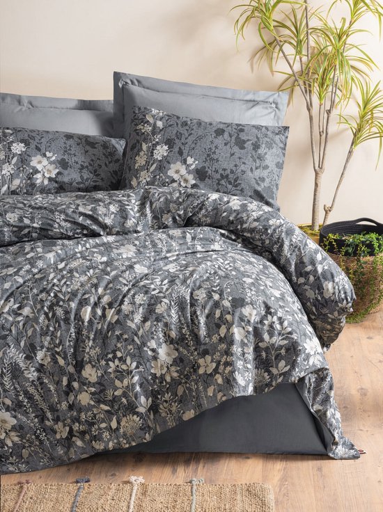 L'Essentiel Maison Ranforce Tweepersoons Dekbedovertrekset – 200x200 cm – 100% Katoen – Antraciet — afbeelding 4
