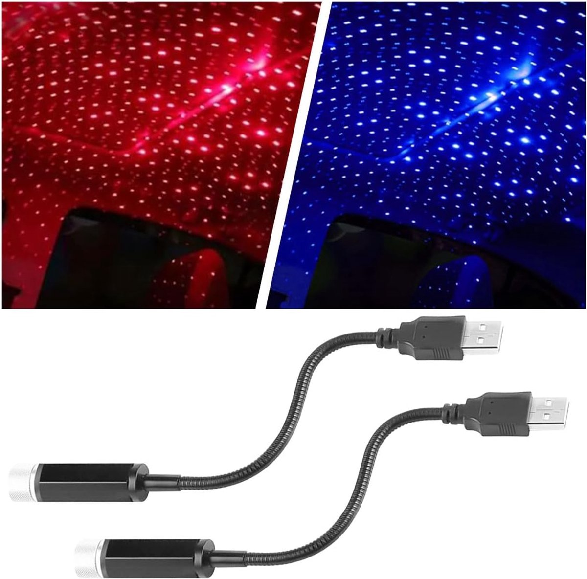 KZQ 2 Stuks Usb Sterrenhemel Projector Draagbare Verstelbare Nachtlamp Romantische Led Sfe