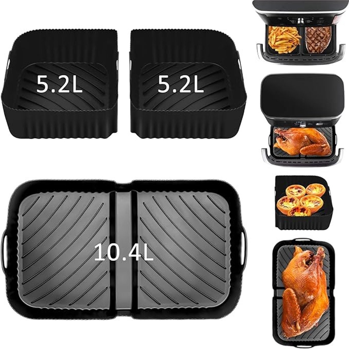 Siliconen Airfryer Liners voor Ninja Flex Lade - 3 Stuks
