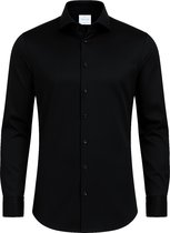 Vercate - Strijkvrij Overhemd - Zwart - Slim Fit - Katoen Satijn - Lange Mouw - Heren - Maat 44/XL