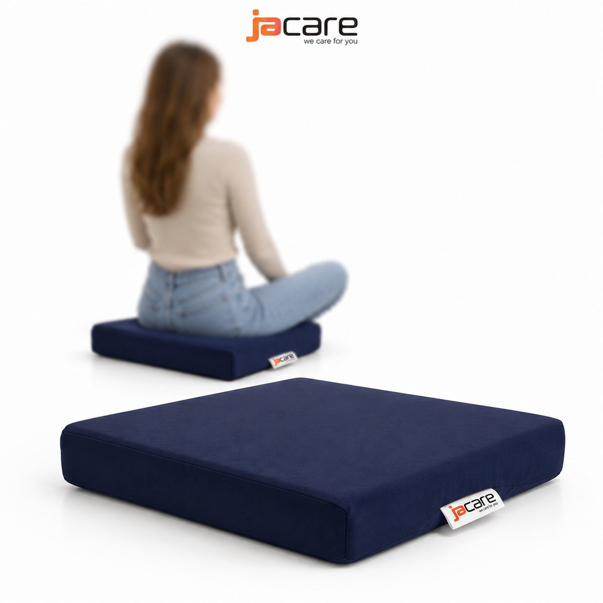 Jacare Orthopedisch Zitkussen van Traagschuim – Ergonomisch Stoelkussen voor Bureaustoel & Auto – Memory Foam Stuitkussen – Comfortabel Steunkussen voor Rug, Heup & Ischias – Vierkant 45x45x7 cm