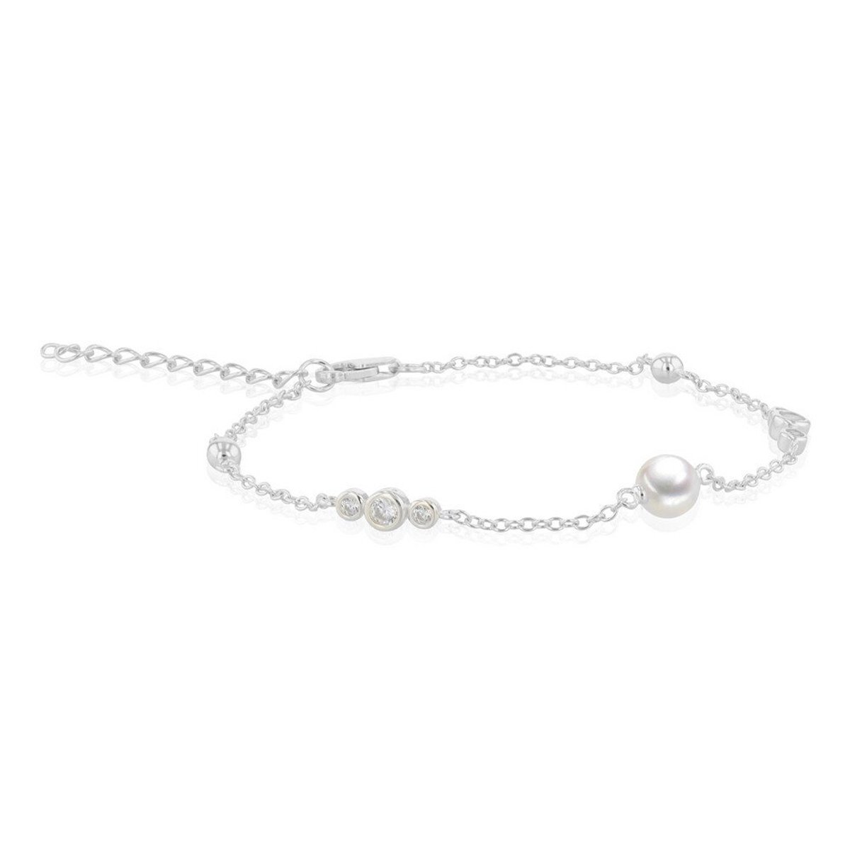 Luna-Pearls - 104.0692 - Armband - Dames - 925er Zilver gerhodineerd - Zoetwatercultuurparel en Zirkonia - 19cm