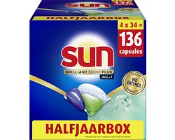 Sun - Vaatwastabletten- Brilliant Shine Plus - All-in 1 - 136 Capsules - Voordeelverpakking