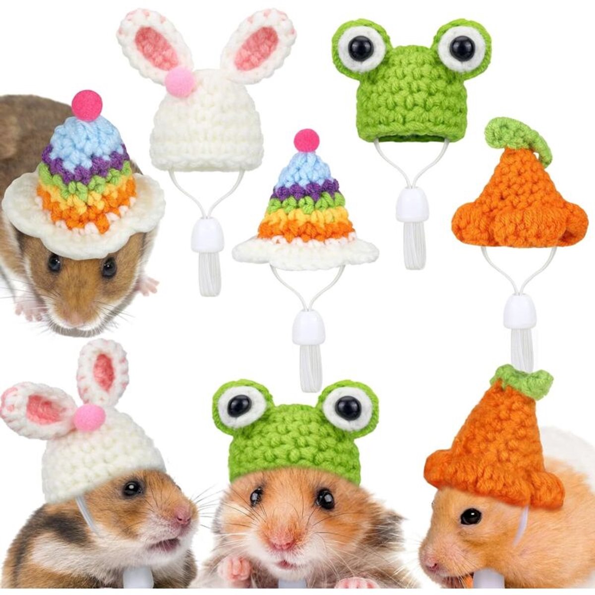 4 mini hamsterhoedjes
