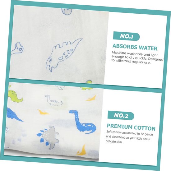Katoenen Badcape - Baby Handdoek Baby Wrap - Baby Baden - Vier Laags Mousseline - 68 x 64 cm — afbeelding 3