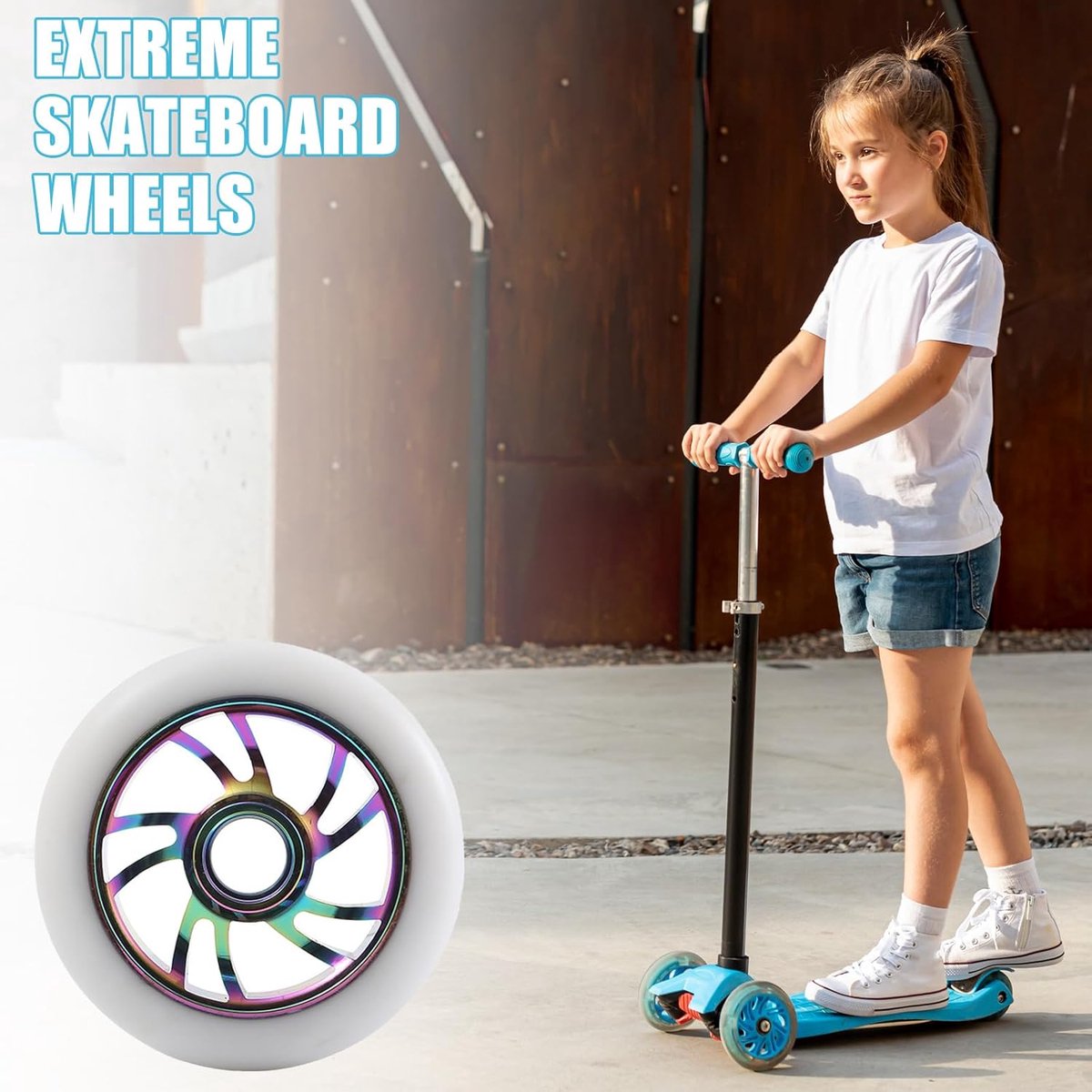 Skateboard Wiel PU Banden Straat Skaten Antilock Verzegeld Lager 100 mm Meerkleurig