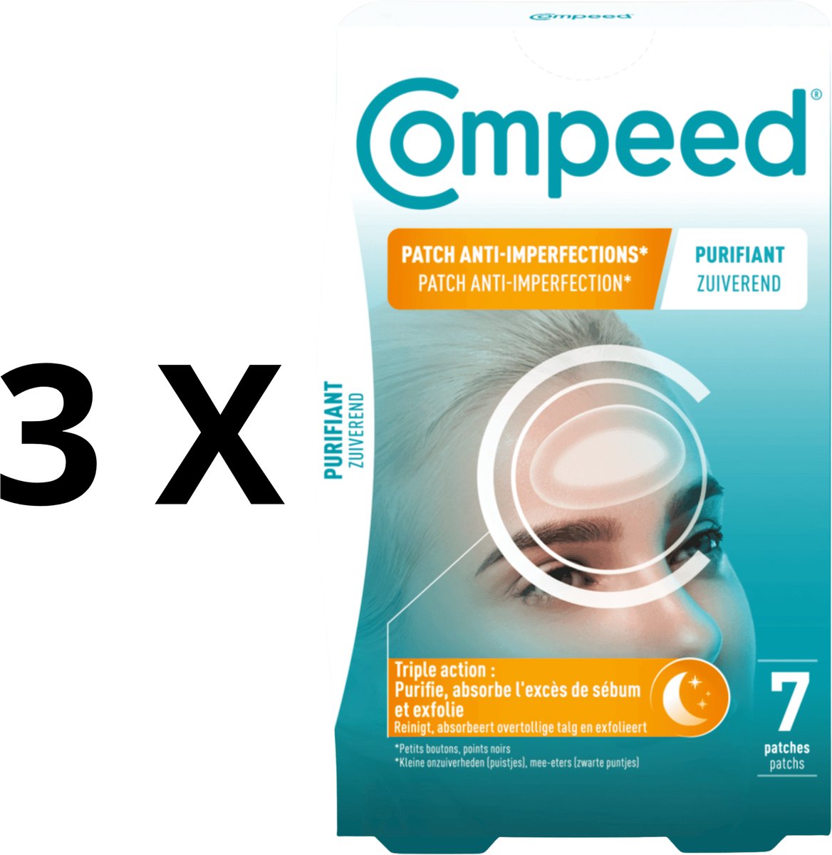 Compeed® Patch Anti-imperfection* Zuiverend Nacht | Hydrocolloïde patch | 3 x 7 patches