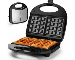 Aigostar Sweet 30J4O - Wafelijzer - Wafelmaker voor 2 Wafels - Anti-Aanbaklaag - met Indicatielampje - 750W - RVS