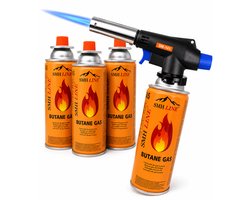 SMH LINE® Butaan gasbrander, inclusief 4 butaan gasbussen| Crème brûlée brander