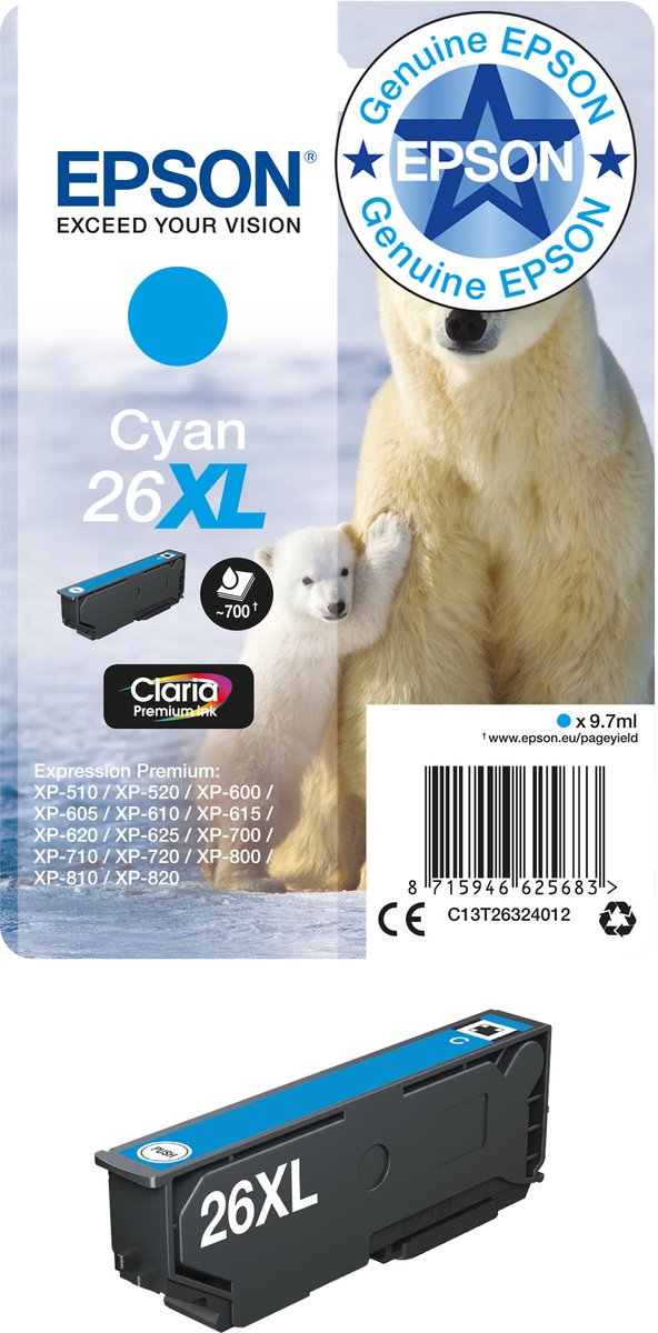 Epson 26XL - Inktcartridge / Cyaan