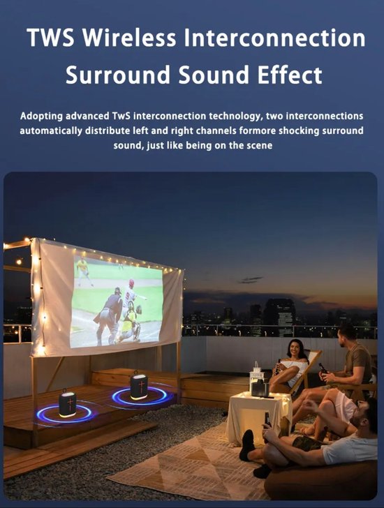 Draagbare Bluetooth 5.3 speaker met RGB-verlichting van Merkloos — afbeelding 5